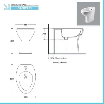 Bidet per anziani e disabili con altezza 49 cm e foro per rubinetto - Image 9