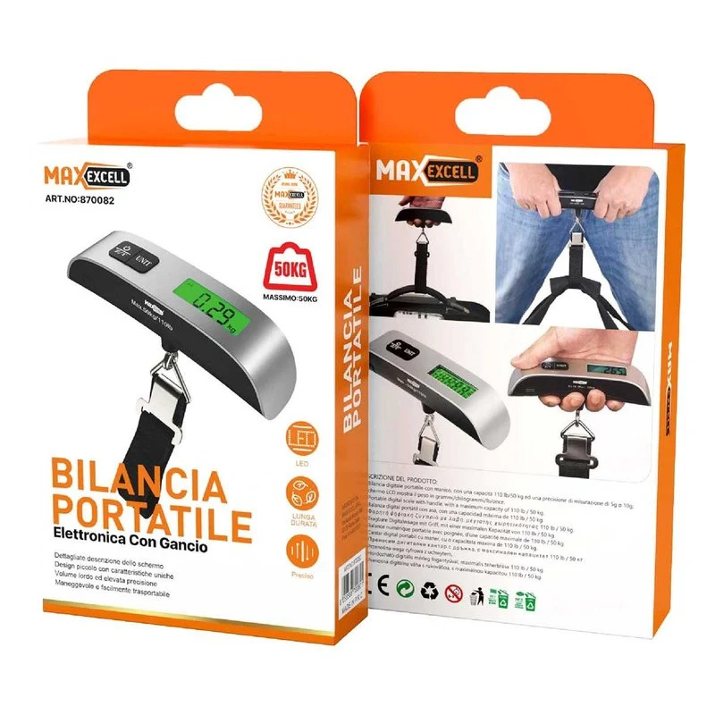 Bilancia Digitale Portatile Multiuso da Valigia Viaggio Casa Giardino Massima Portata 50Kg Modello con Cinghia - Image 3