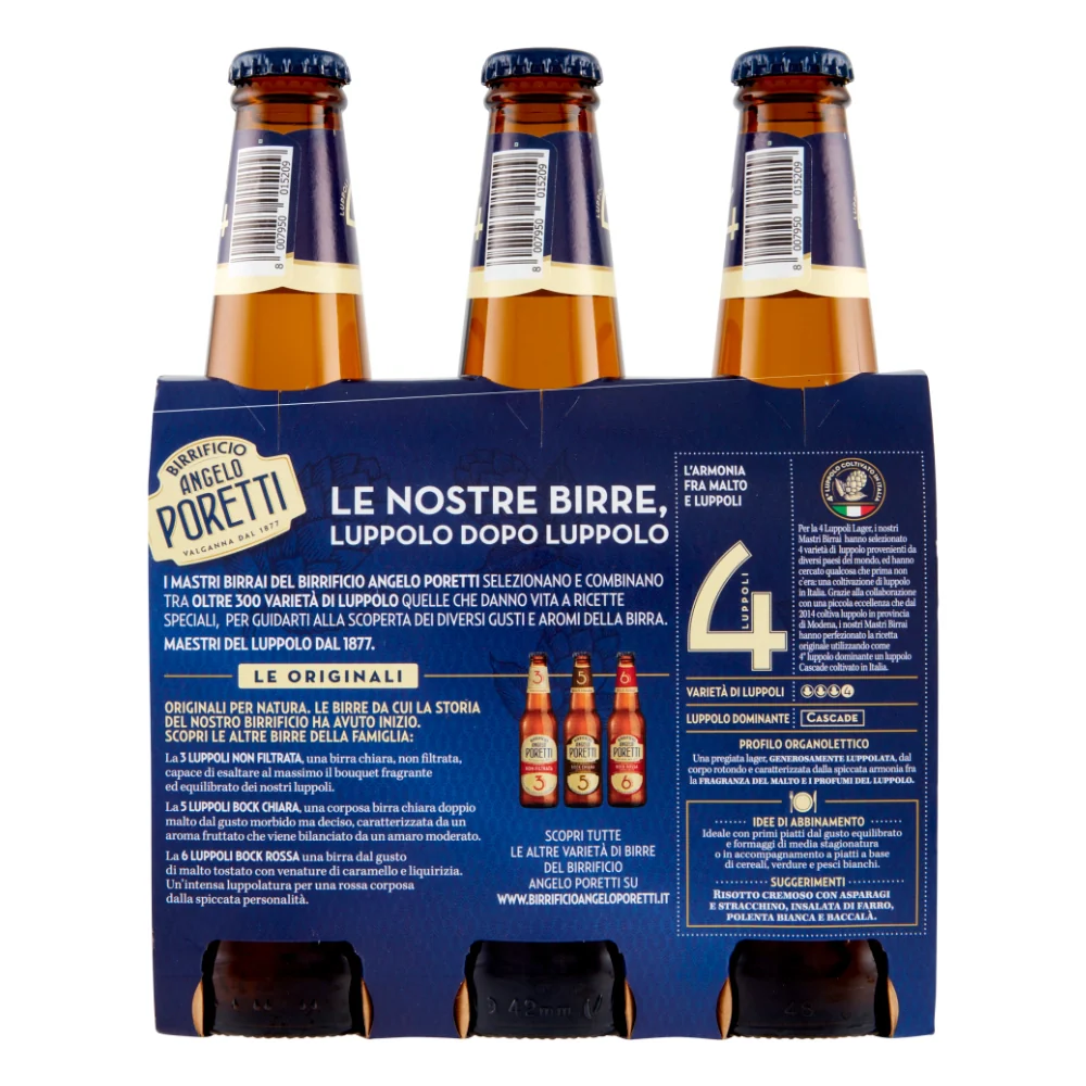 Birrificio angelo poretti birra 4 luppoli l'originale 24 bottiglie da 33 cl - Image 4