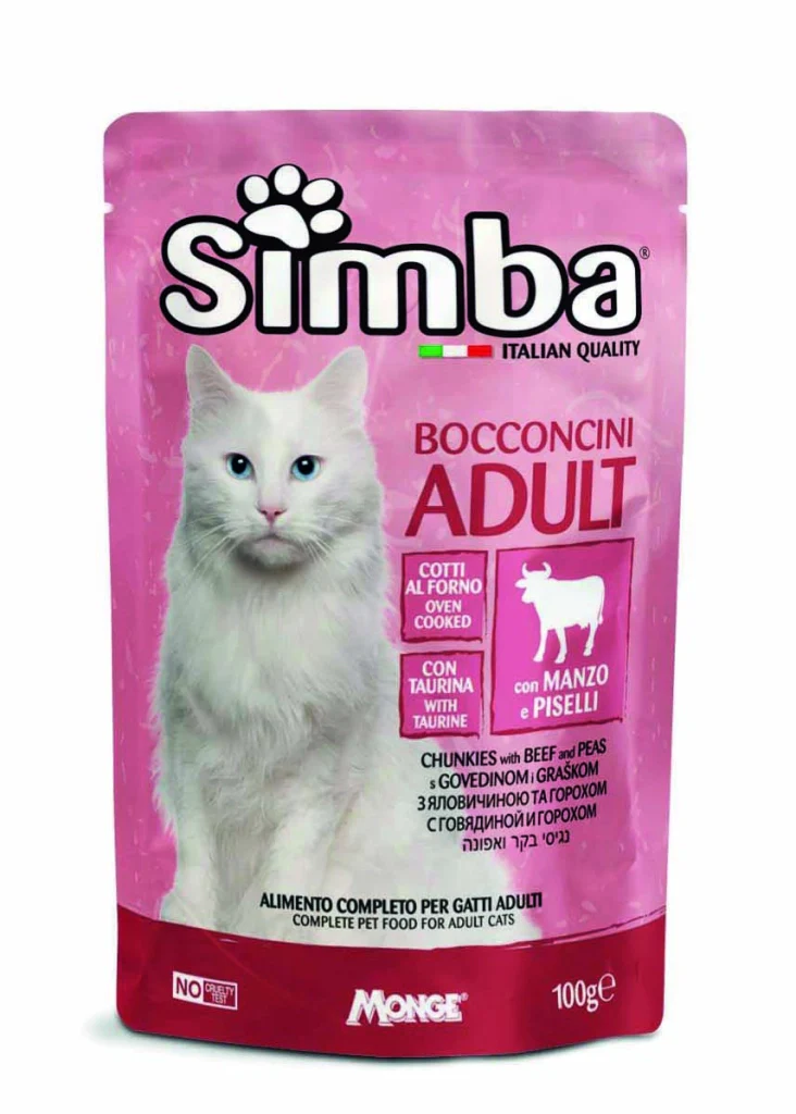 BOCCONCINI PER GATTI 'ADULT' manzo e piselli - gr 100- 24 pezzi  - MONGE