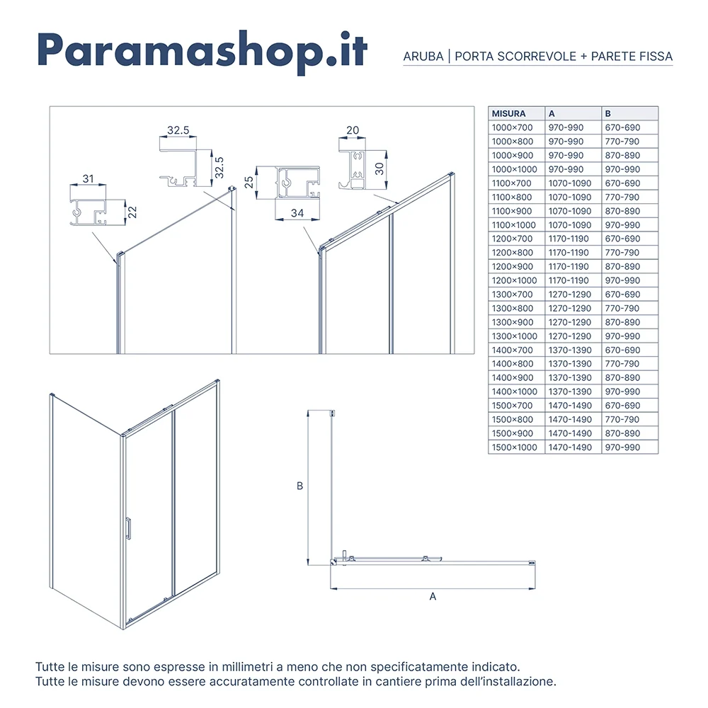 Box doccia 110x100 cm con apertura scorrevole vetro 6mm trasparente h195 cm | Aruba - Image 2