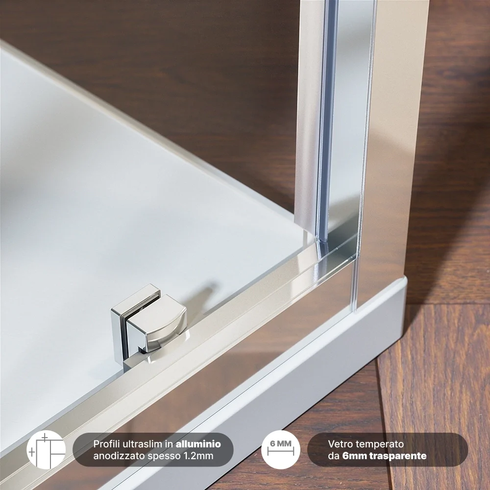 Box doccia 120x100 cm con apertura scorrevole vetro 6mm trasparente h195 cm | Aruba - Image 3