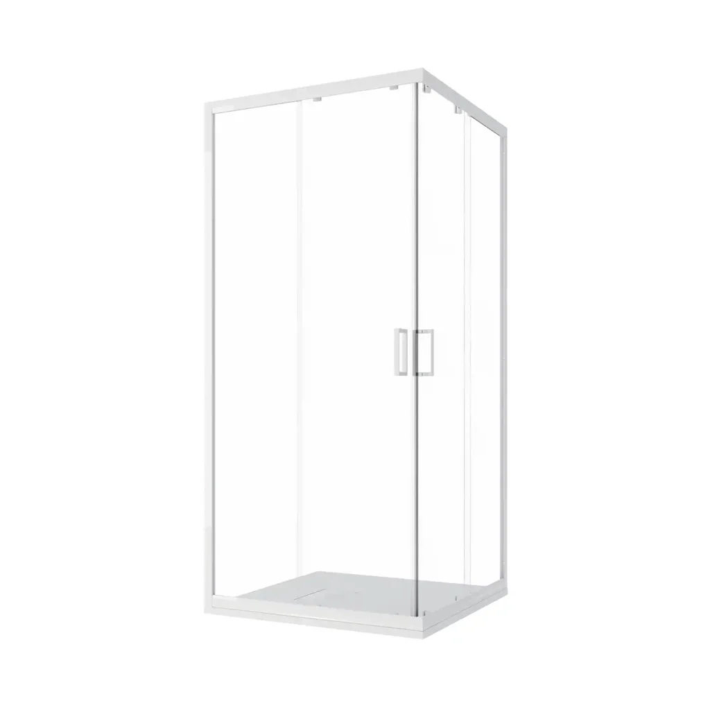 Box doccia 70x100 cm apertura angolare profili alluminio bianco e cristalli temperati da 4mm Trasparente | Ibiza - Image 6