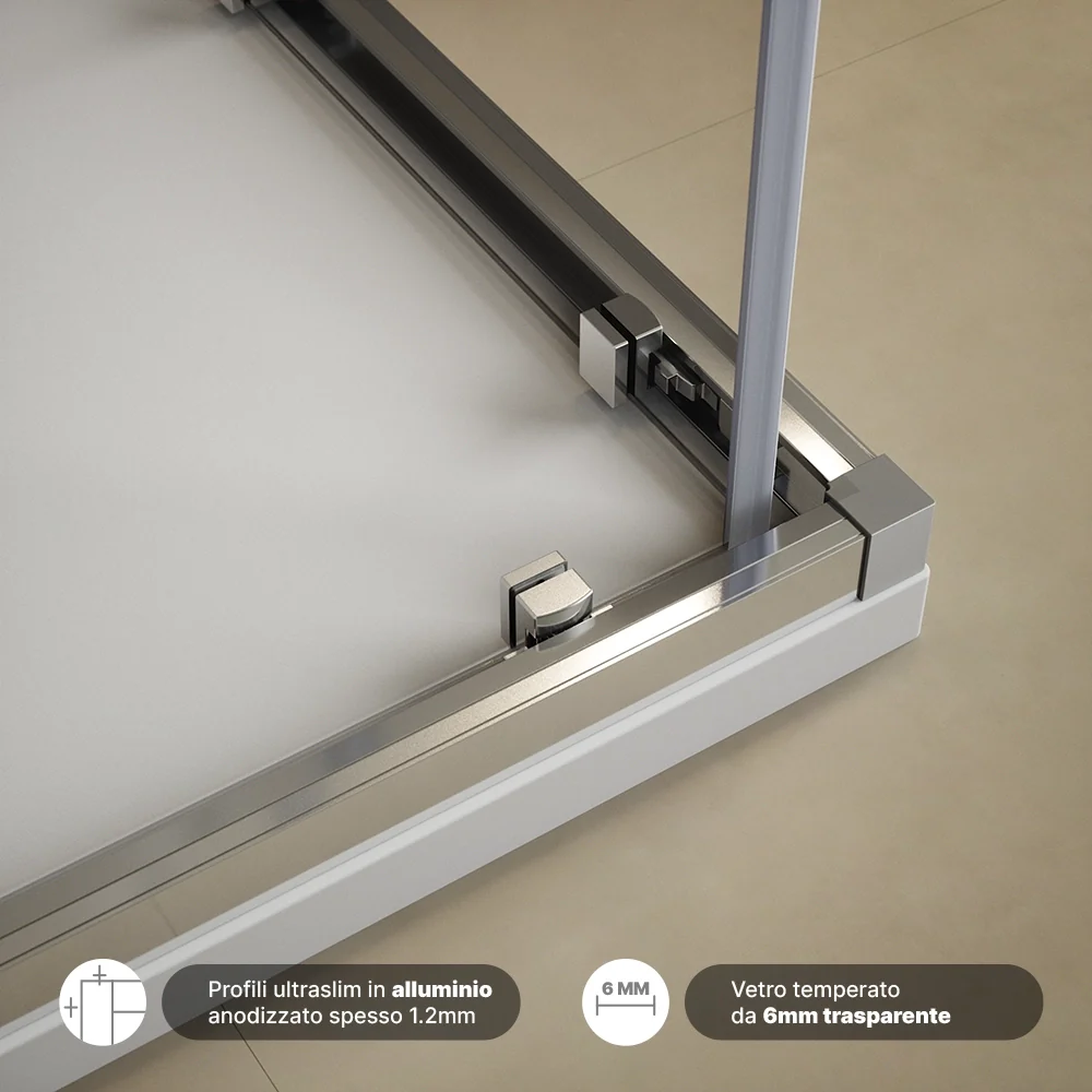 Box doccia  80x100 cm scorrevole vetro 6mm trasparente con trattamento anticalcare h195cm scorrevole | Aruba - Image 4