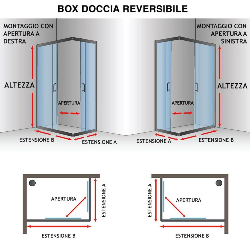 Box Doccia Angolare 90x90 cm 2 Ante Scorrevoli in Cristallo Opaco 6mm H198 Fosterberg Dragor - Image 4