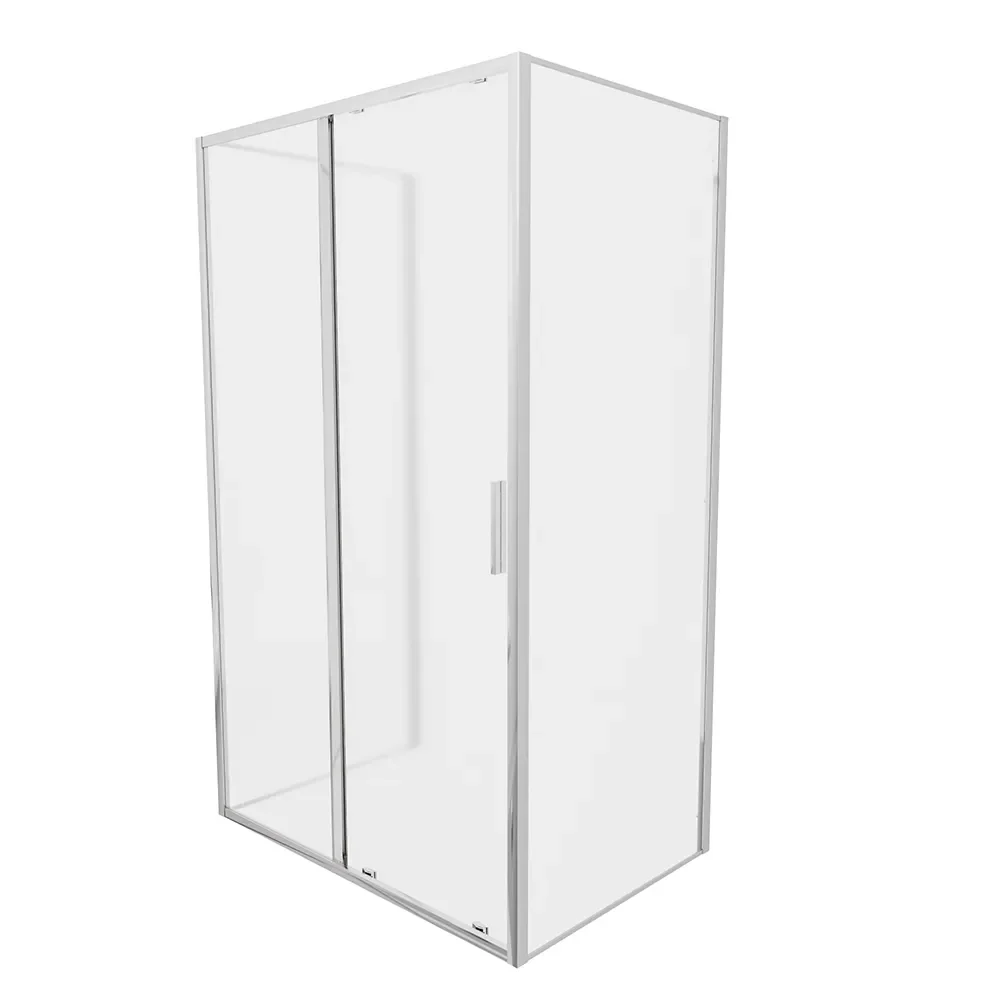 Box doccia tre lati 70x150x70cm con porta scorrevole profili cromati e vetro 6mm opaco h190 | Portofino - Image 7