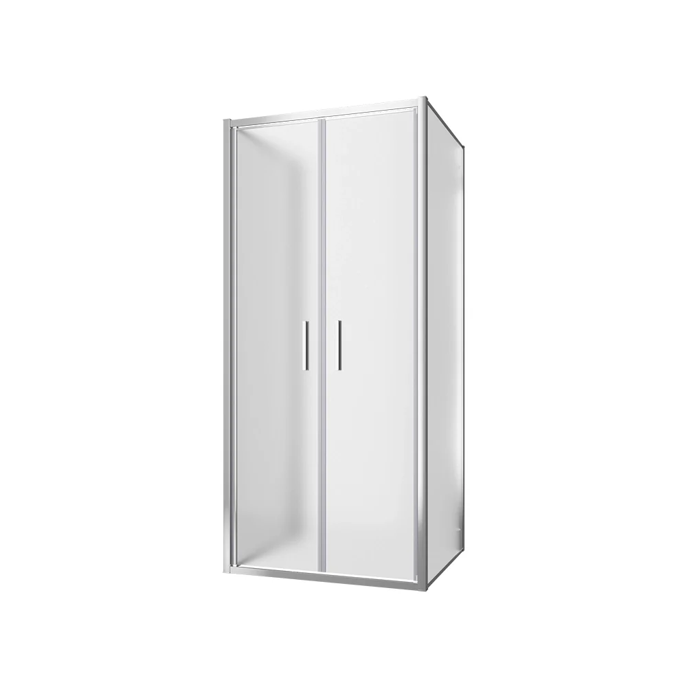 Box doccia tre lati 70x70x70cm con porta saloon profili cromati e vetro 6mm opaco h190 | Portofino - Image 7