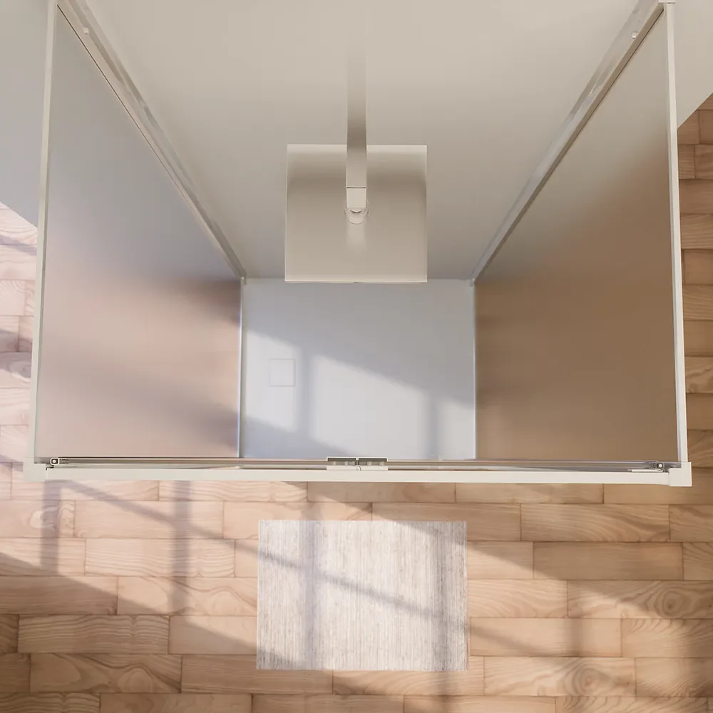 Box doccia tre lati 70x90x70cm con porta a libro profili cromati e vetro 6mm opaco h190 | Portofino - Image 2
