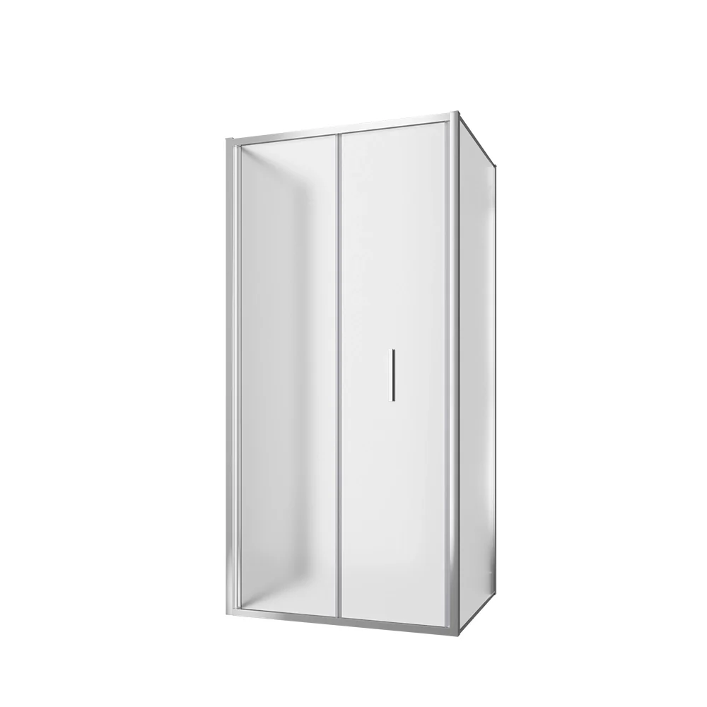 Box doccia tre lati 70x90x70cm con porta a libro profili cromati e vetro 6mm opaco h190 | Portofino - Image 7