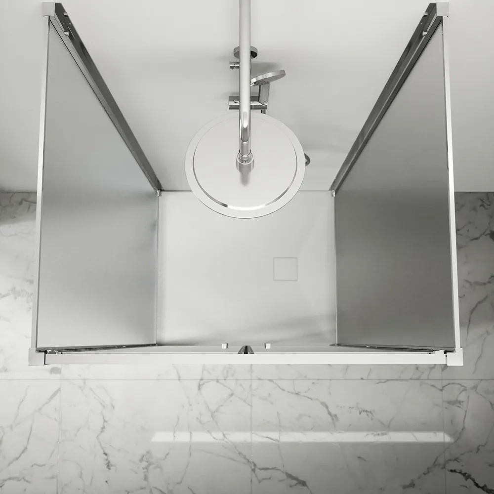 Box doccia tre lati 70x90x70cm con porta saloon profili cromati e vetro 6mm opaco h190 | Portofino - Image 3