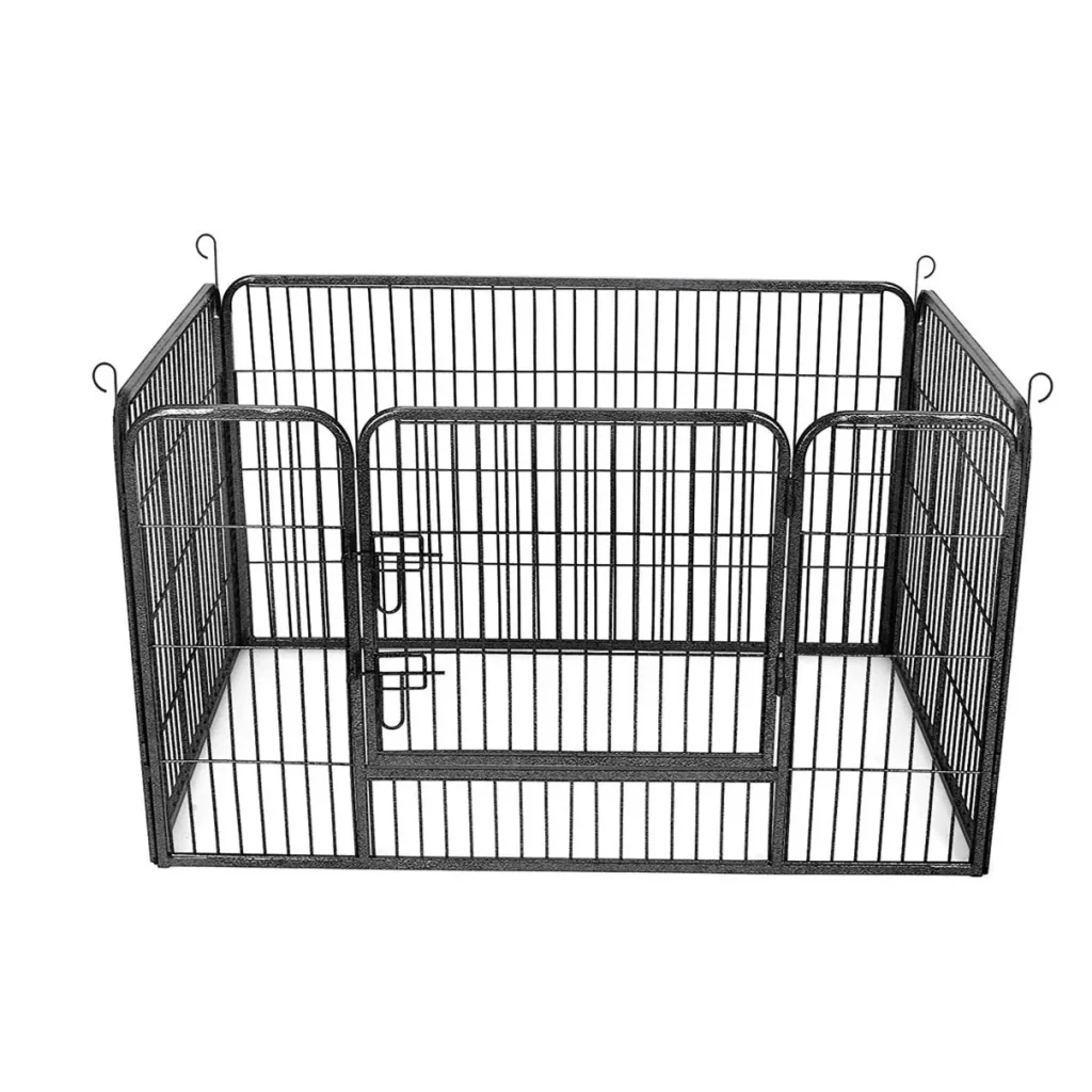 Recinto per cani recinto in metallo per cani cuccioli roditori e conigli pieghevole con porta grigio 122 x 80 x 70 cm 12_0001195 - Image 2