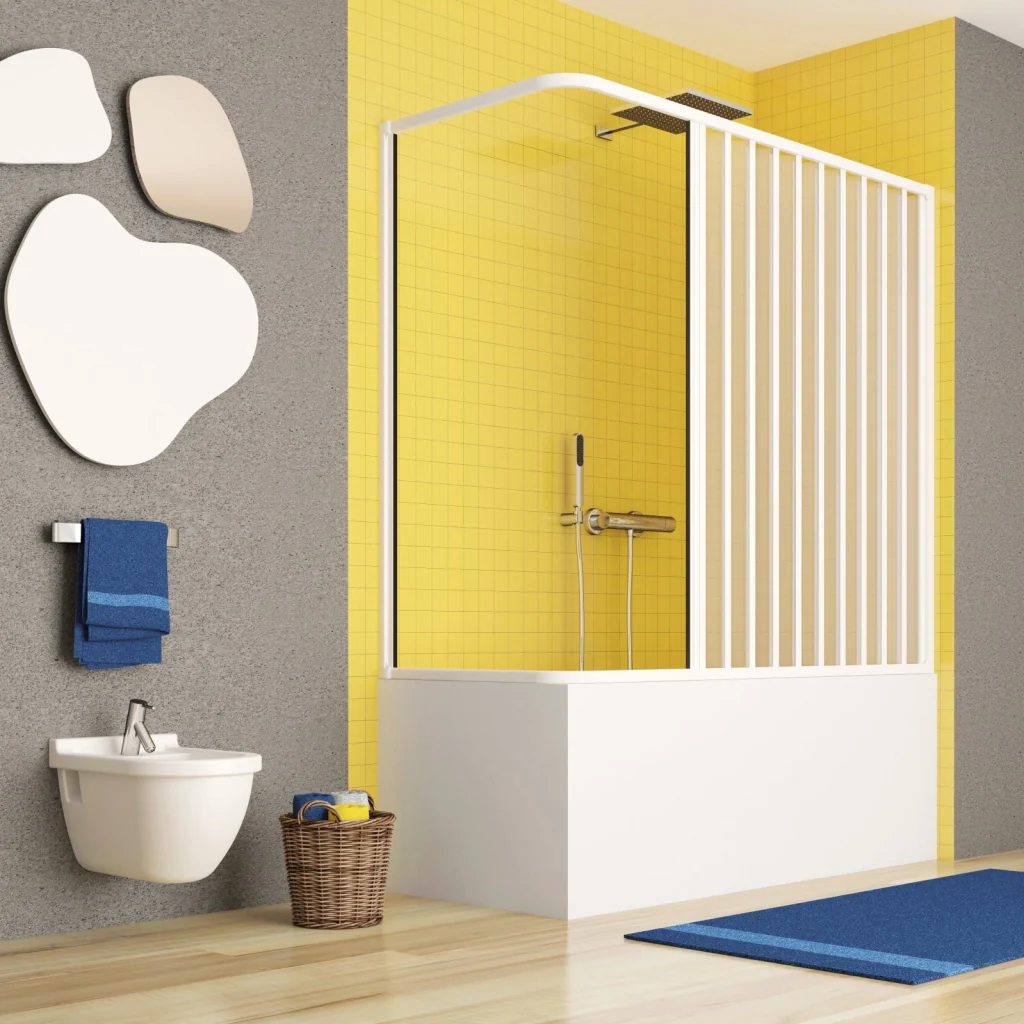 Box vasca due lati apertura laterale a soffietto, pvc bianco h150cm Platra Raily Bianco,70x150 cm