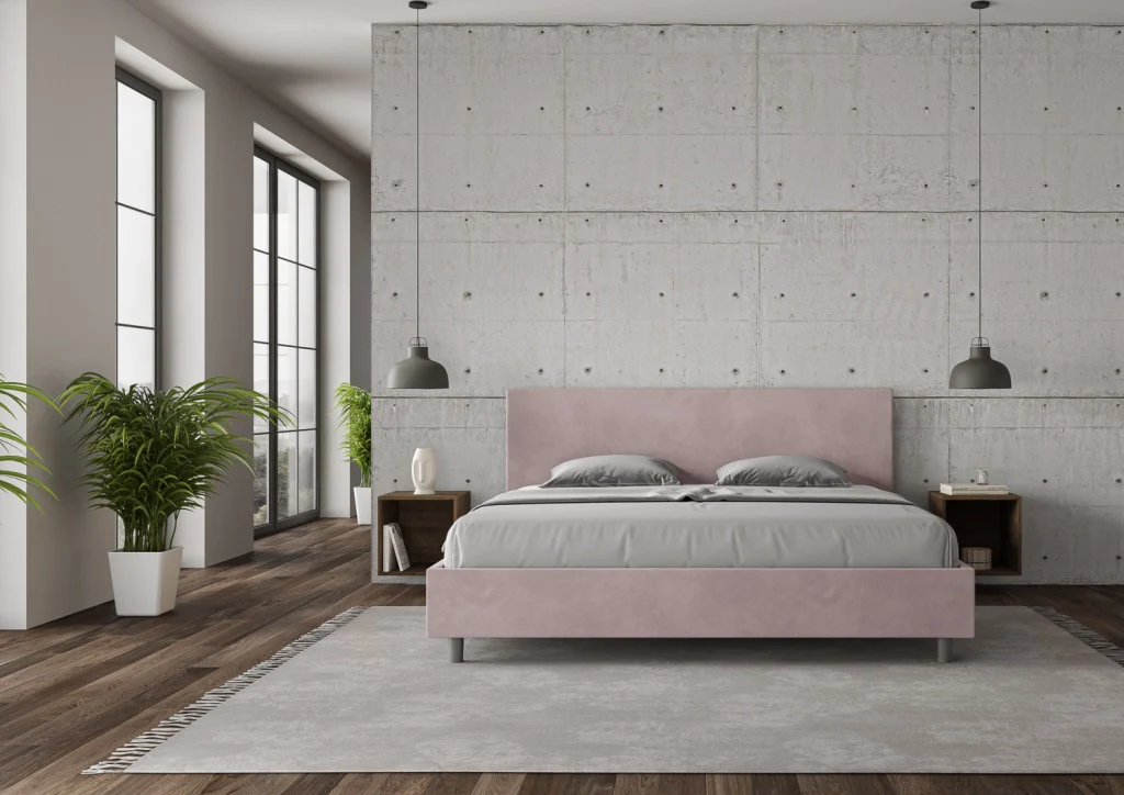 BS COM Letto con rete imbottito 180x190 microfibra glicine - Image 3