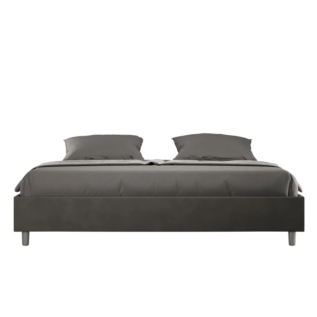 BS COM Letto con rete imbottito 180x190 microfibra grigio