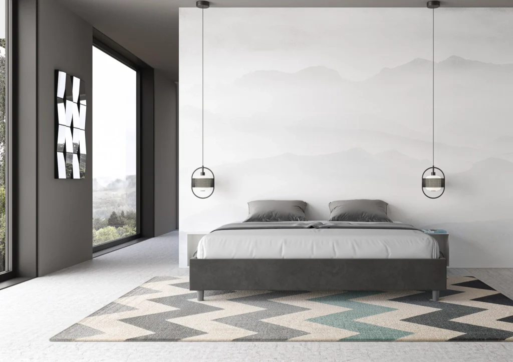 BS COM Letto con rete imbottito 180x190 microfibra grigio - Image 2