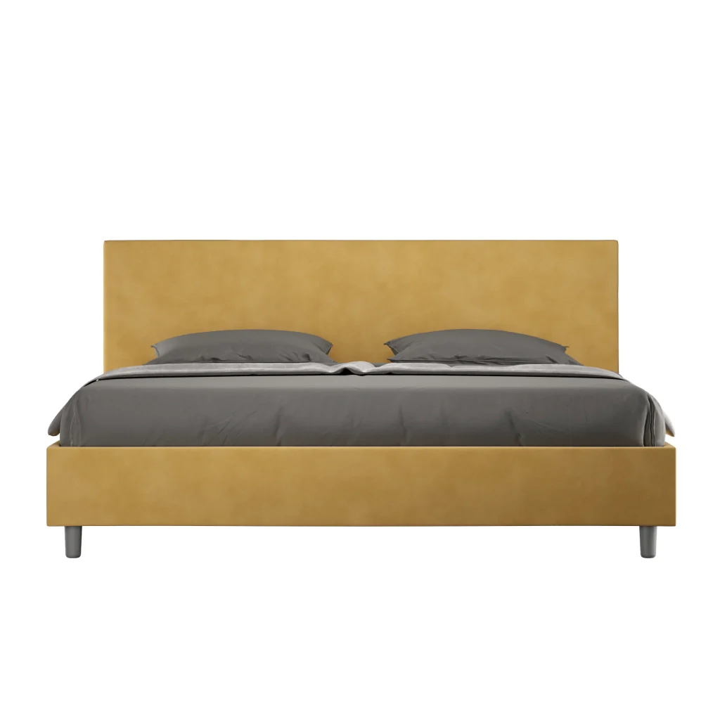 BS COM Letto con rete imbottito 180x190 microfibra ocra