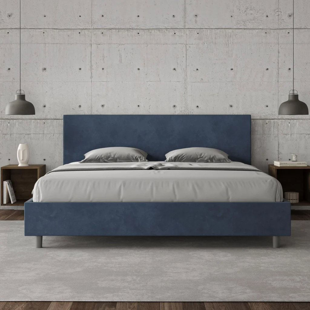 BS COM Letto con rete imbottito 180x210 microfibra blu - Image 2