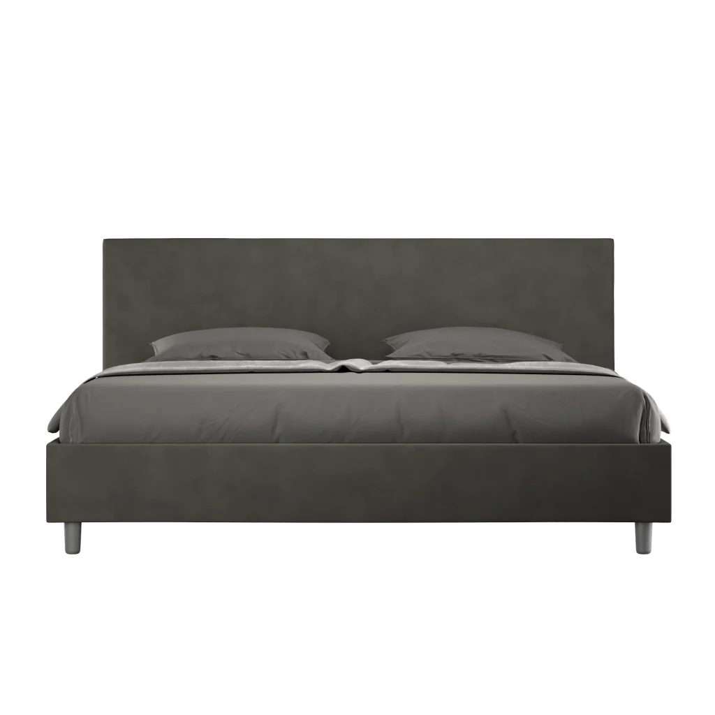 BS COM Letto con rete imbottito 180x210 microfibra grigio