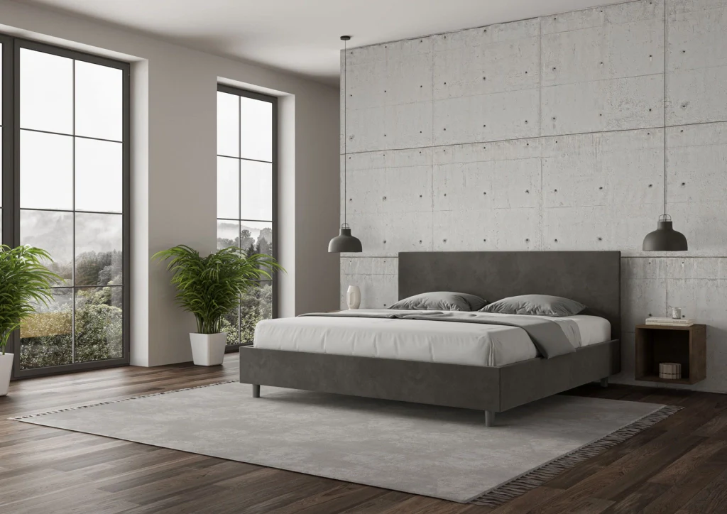 BS COM Letto con rete imbottito 180x210 microfibra grigio - Image 3