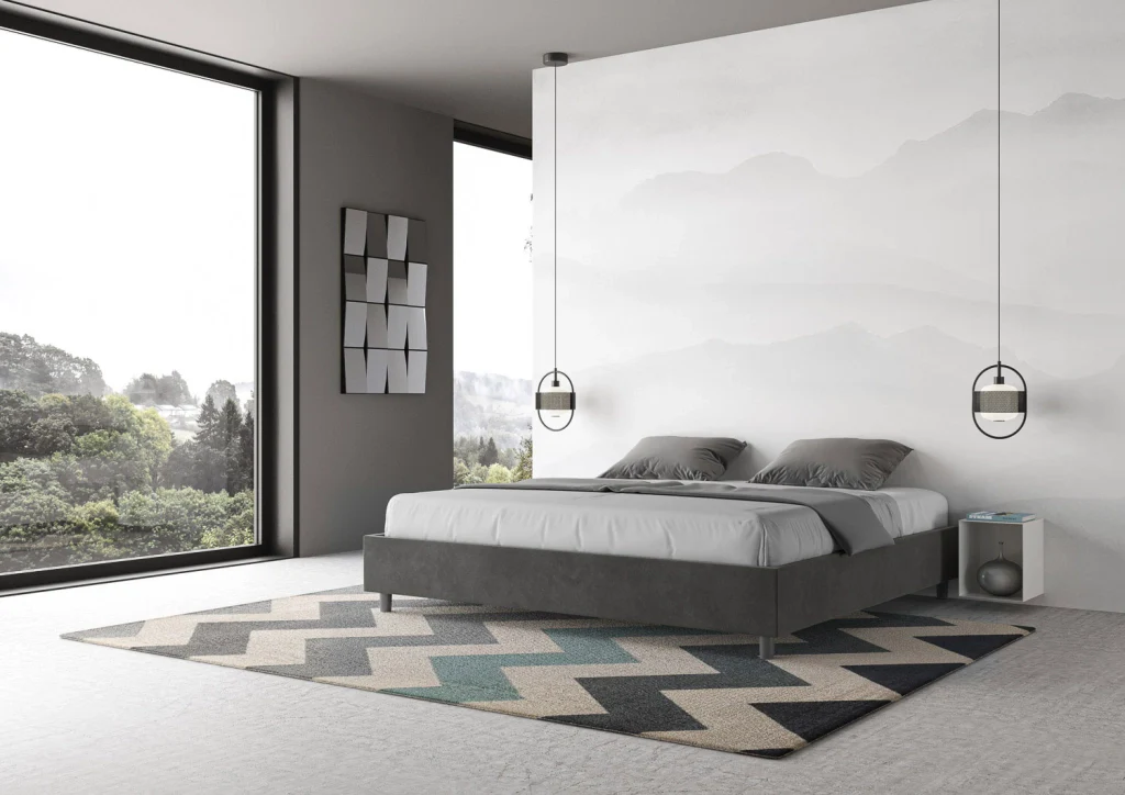 BS COM Letto con rete imbottito 180x210 microfibra grigio - Image 3