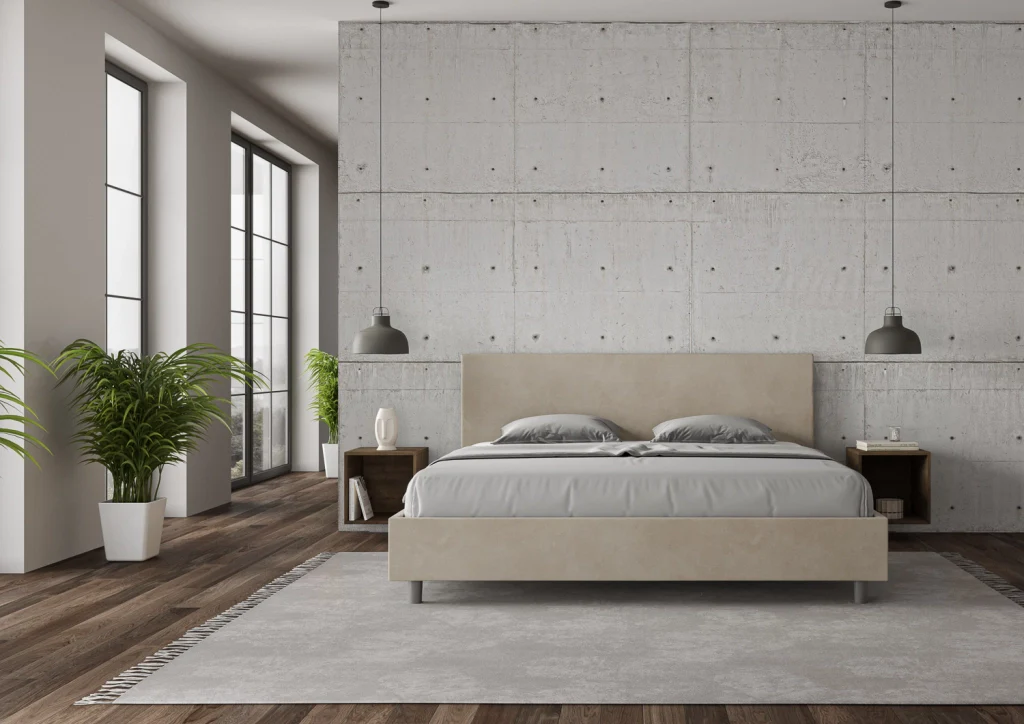 BS COM Letto con rete imbottito 180x210 microfibra sabbia - Image 2