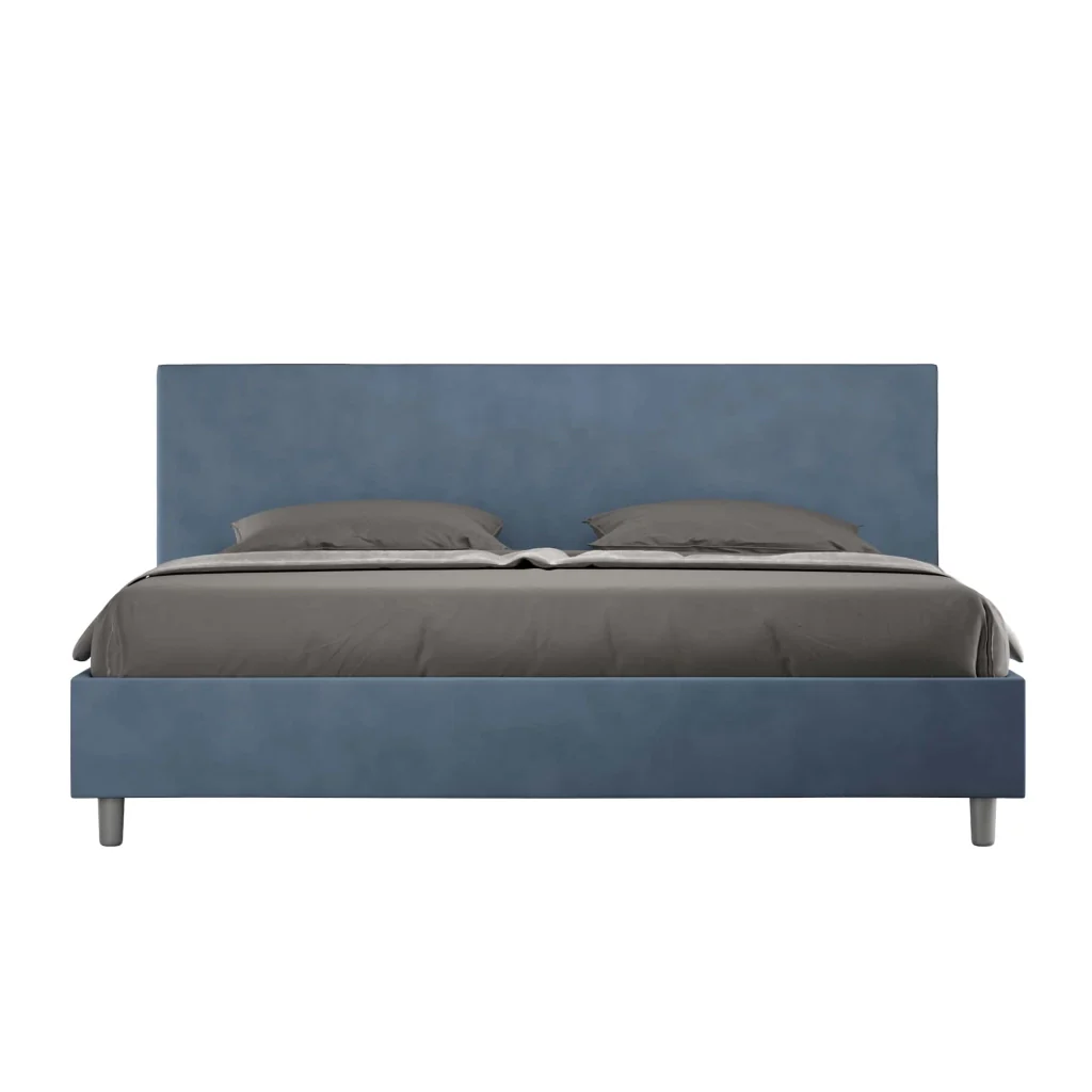 BS COM Letto contenitore imbottito 180x190 microfibra blu