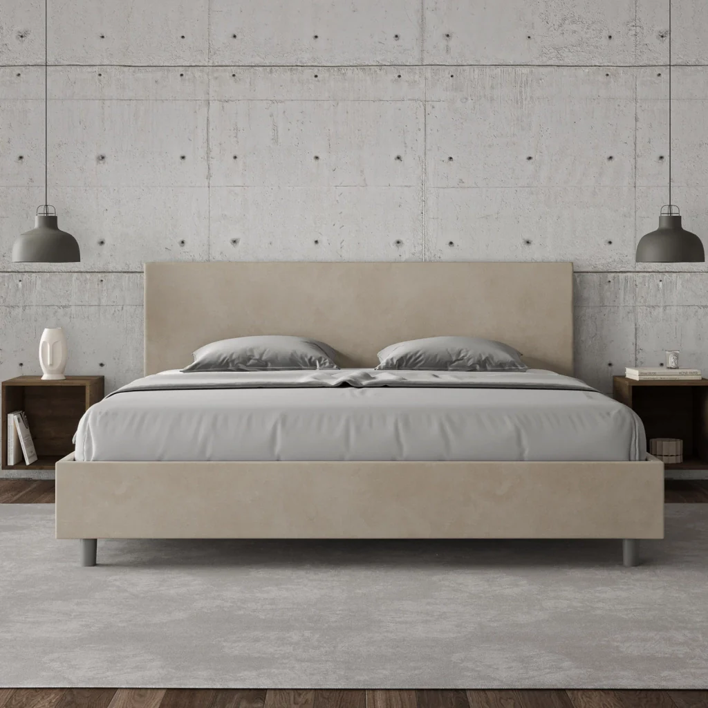 BS COM Letto contenitore imbottito 180x190 microfibra sabbia - Image 3