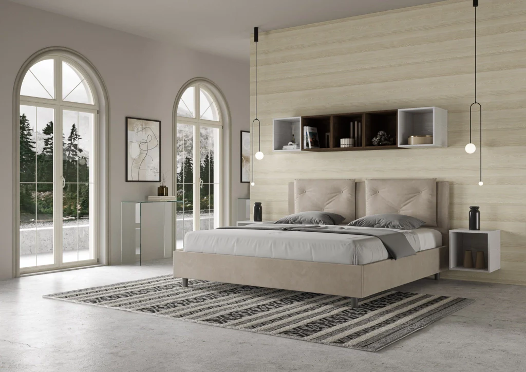 BS COM Letto contenitore imbottito 180x190 microfibra sabbia - Image 4