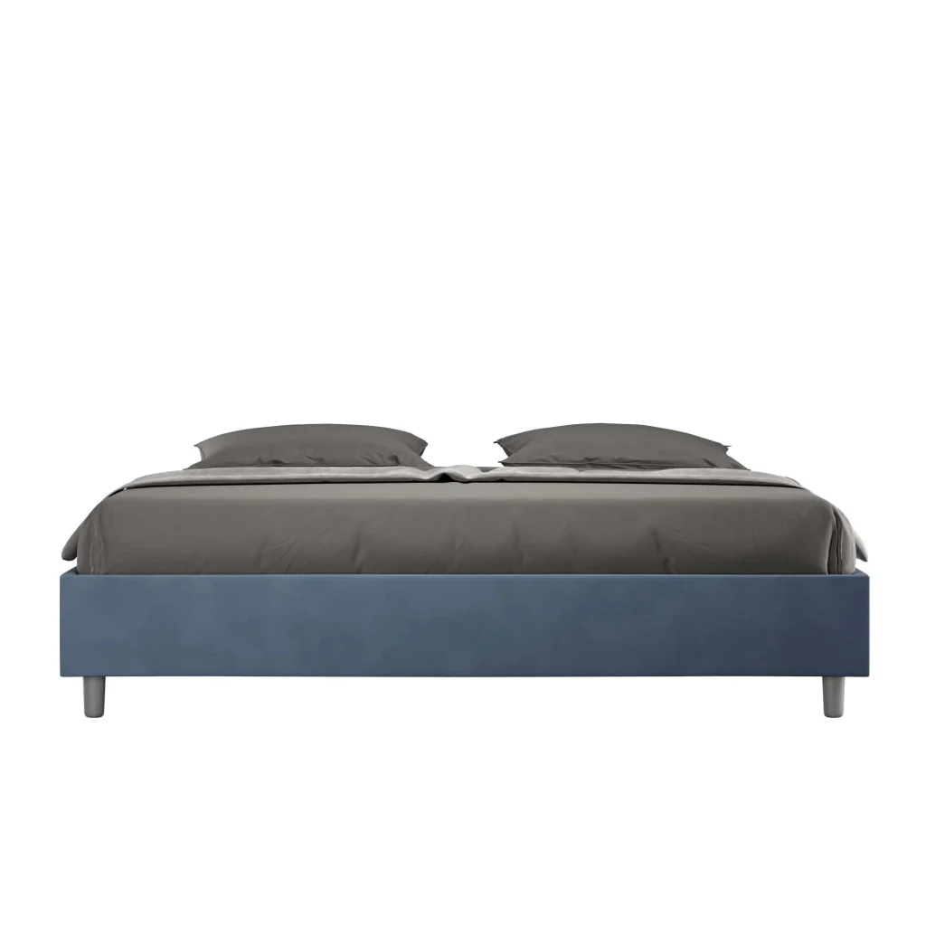 BS COM Letto contenitore imbottito 180x200 microfibra blu