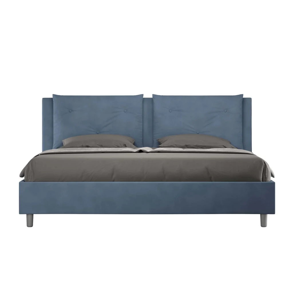 BS COM Letto contenitore imbottito 180x200 microfibra blu