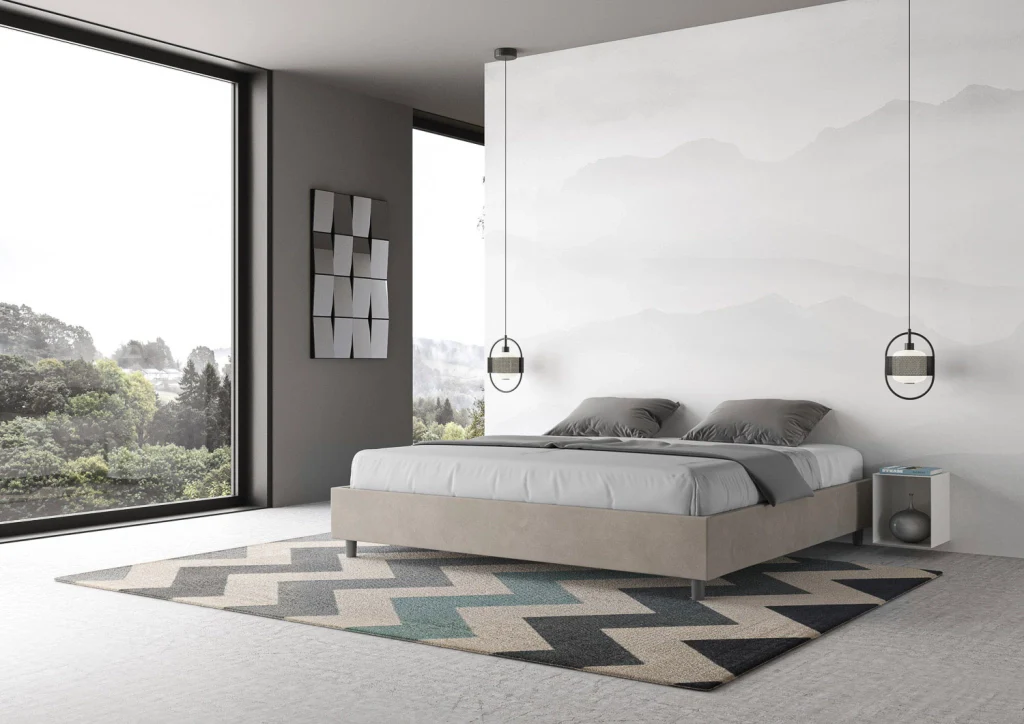BS COM Letto contenitore imbottito 180x200 microfibra sabbia - Image 2