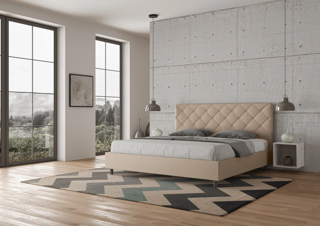 BS COM Letto contenitore imbottito 180x200 similpelle tortora - Image 4