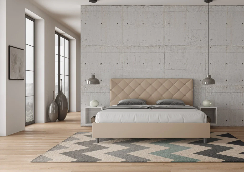 BS COM Letto contenitore imbottito 180x200 similpelle tortora - Image 5