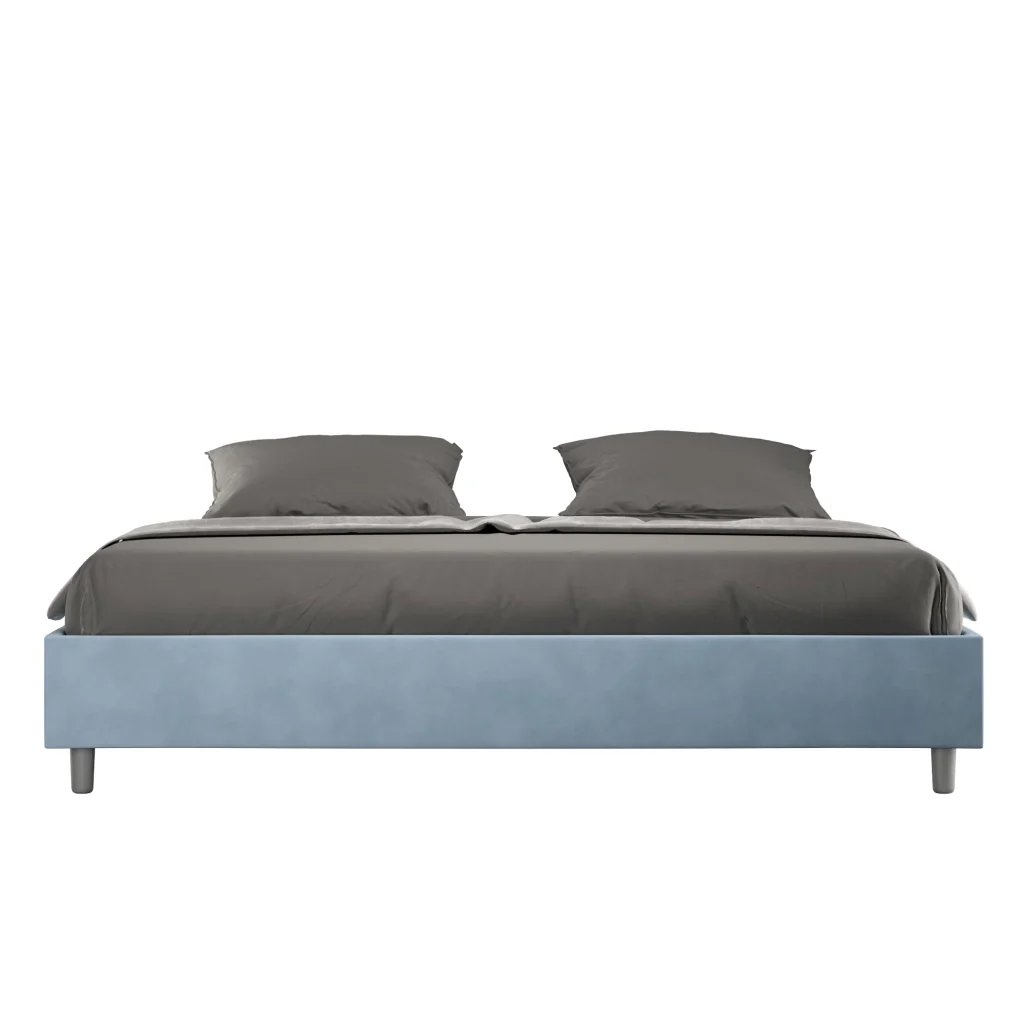BS COM Letto contenitore imbottito 180x210 microfibra azzurro