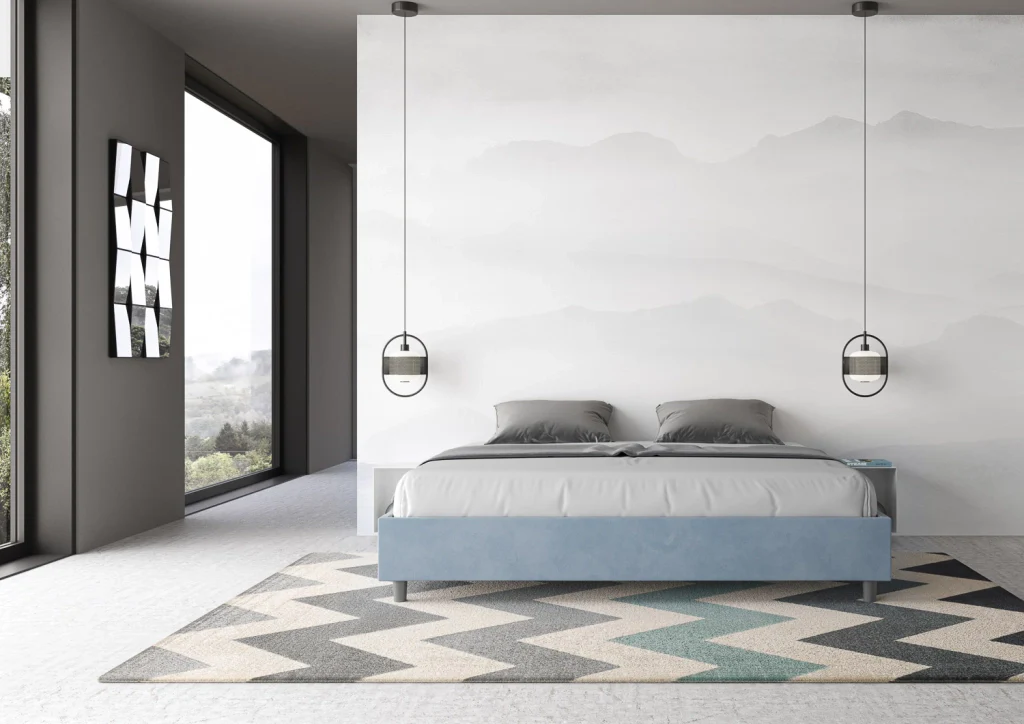BS COM Letto contenitore imbottito 180x210 microfibra azzurro - Image 2