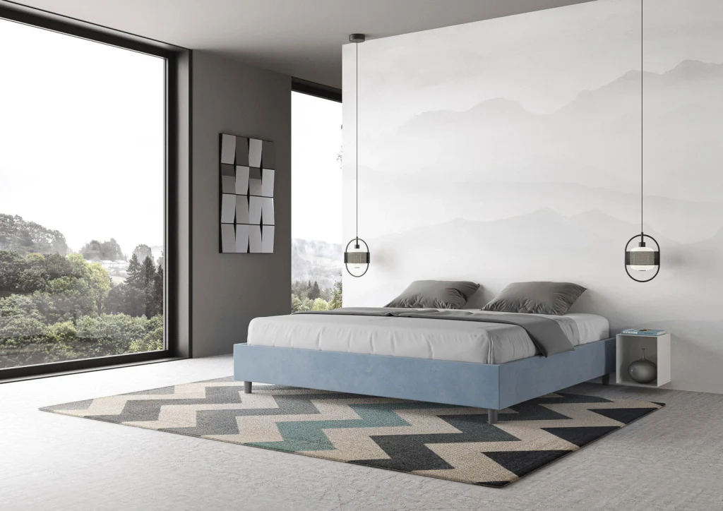 BS COM Letto contenitore imbottito 180x210 microfibra azzurro - Image 3