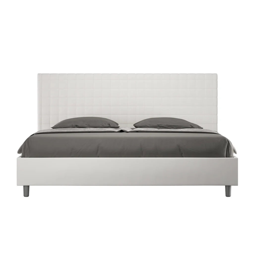 BS COM Letto contenitore imbottito 180x210 similpelle bianco