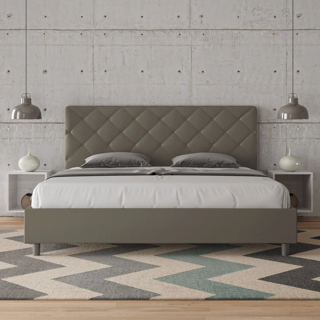 BS COM Letto contenitore imbottito 180x210 similpelle cappuccino - Image 5