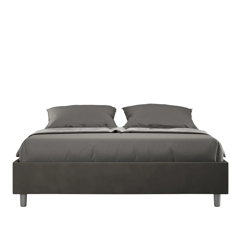 BS COM Letto matrimoniale contenitore doppia alzata imbottito 160x200 microfibra grigio