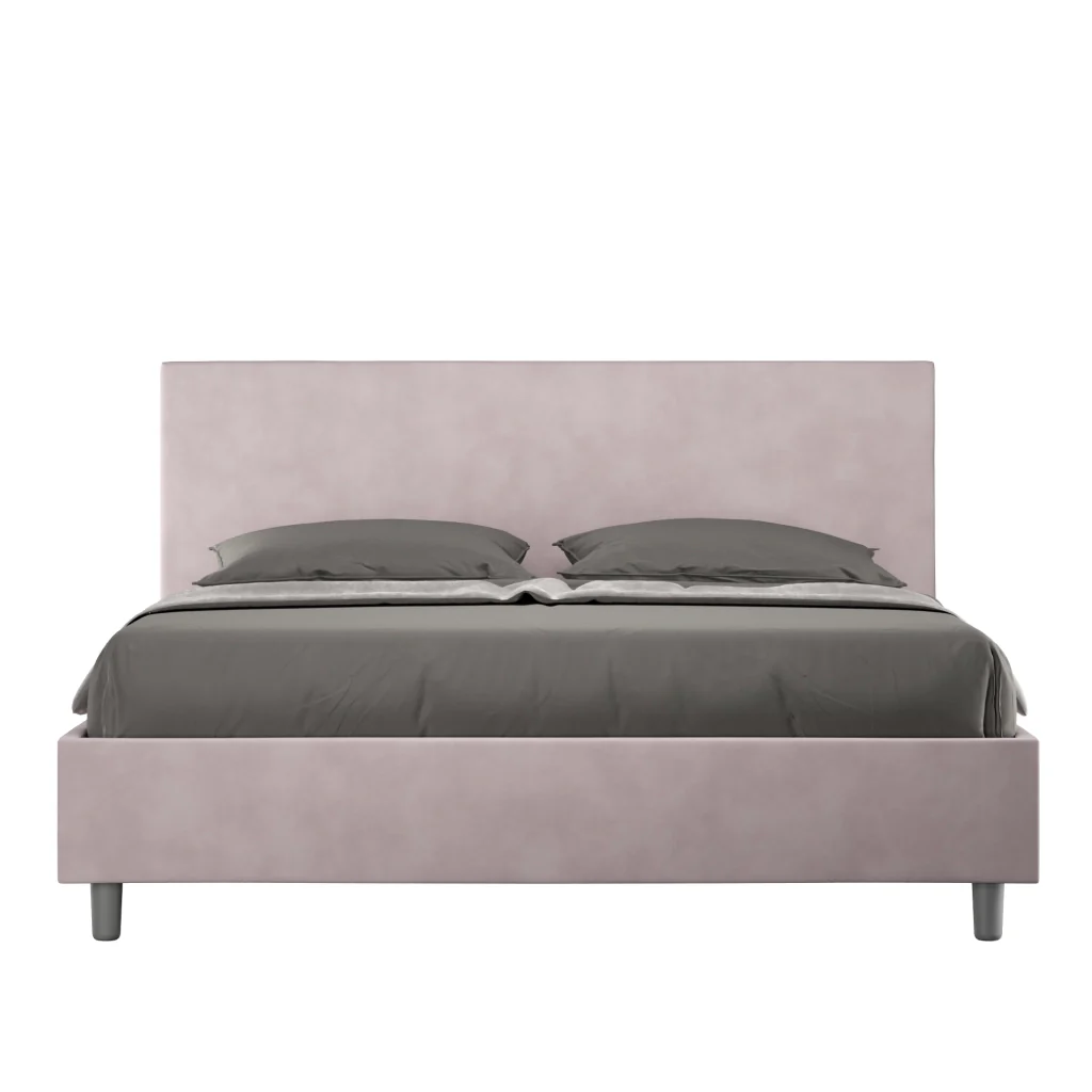 BS COM Letto matrimoniale contenitore doppia alzata imbottito 160x210 microfibra glicine