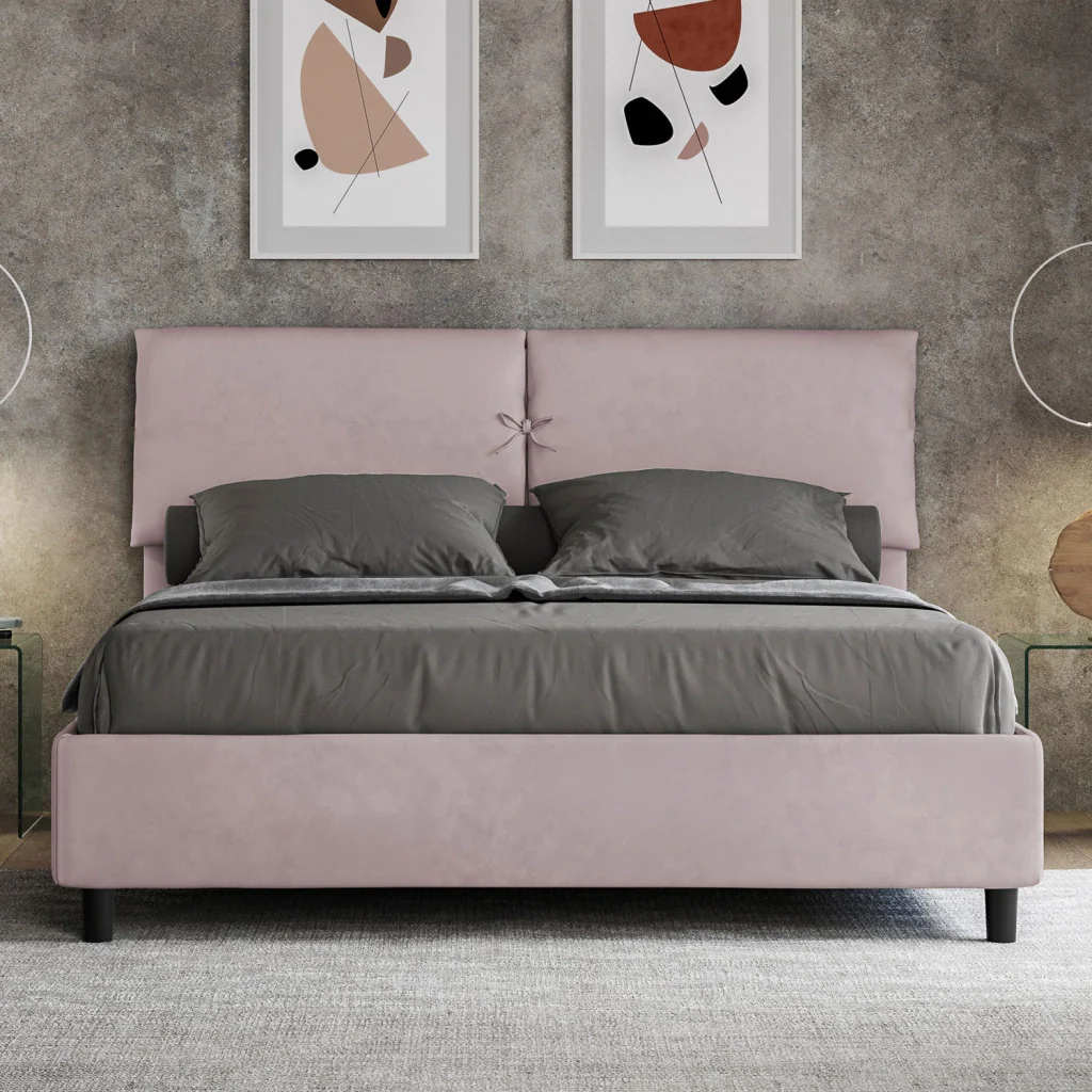 BS COM Letto matrimoniale contenitore imbottito 160x190 microfibra glicine - Image 4