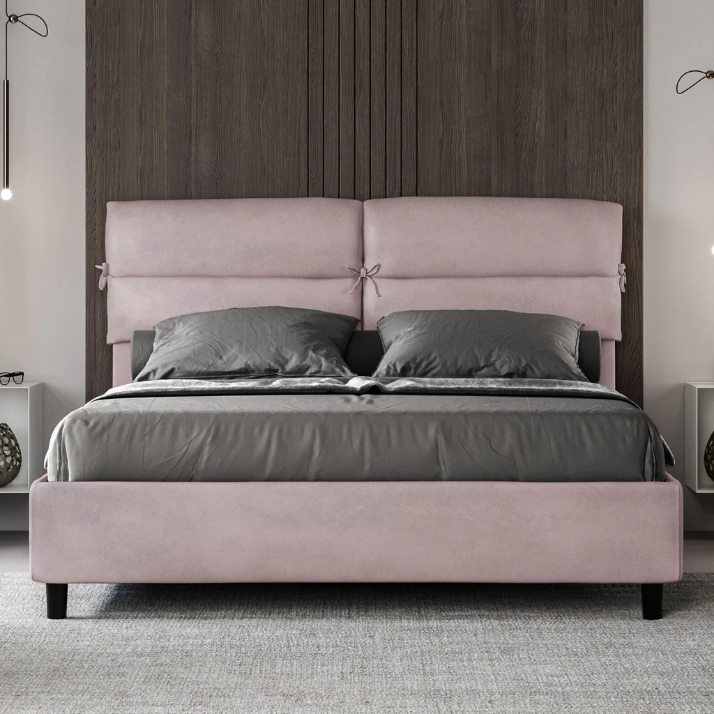 BS COM Letto matrimoniale contenitore imbottito 160x210 microfibra glicine - Image 2