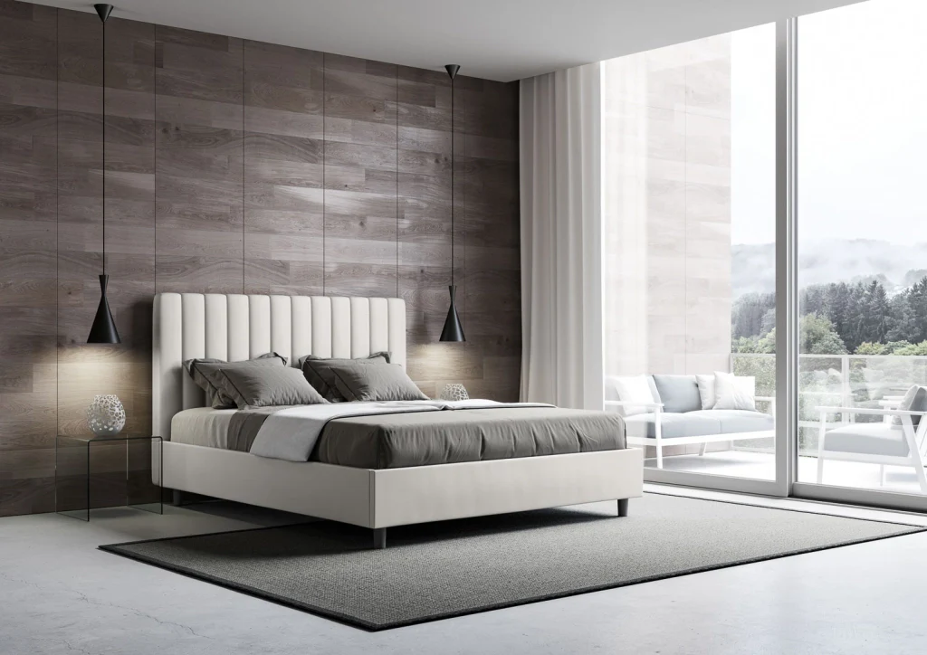 BS COM Letto matrimoniale king size con rete imbottito 170x190 similpelle bianco - Image 2
