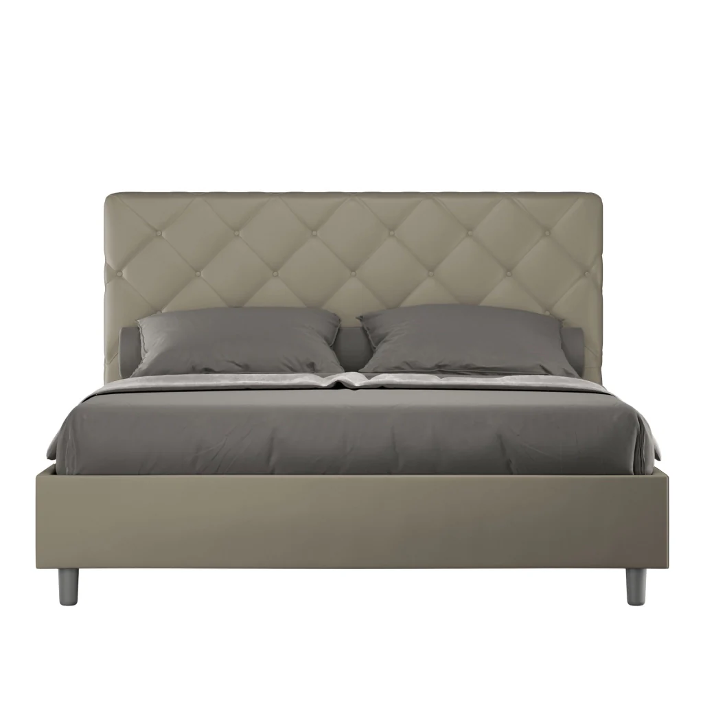 BS COM Letto matrimoniale king size con rete imbottito 170x190 similpelle cappuccino
