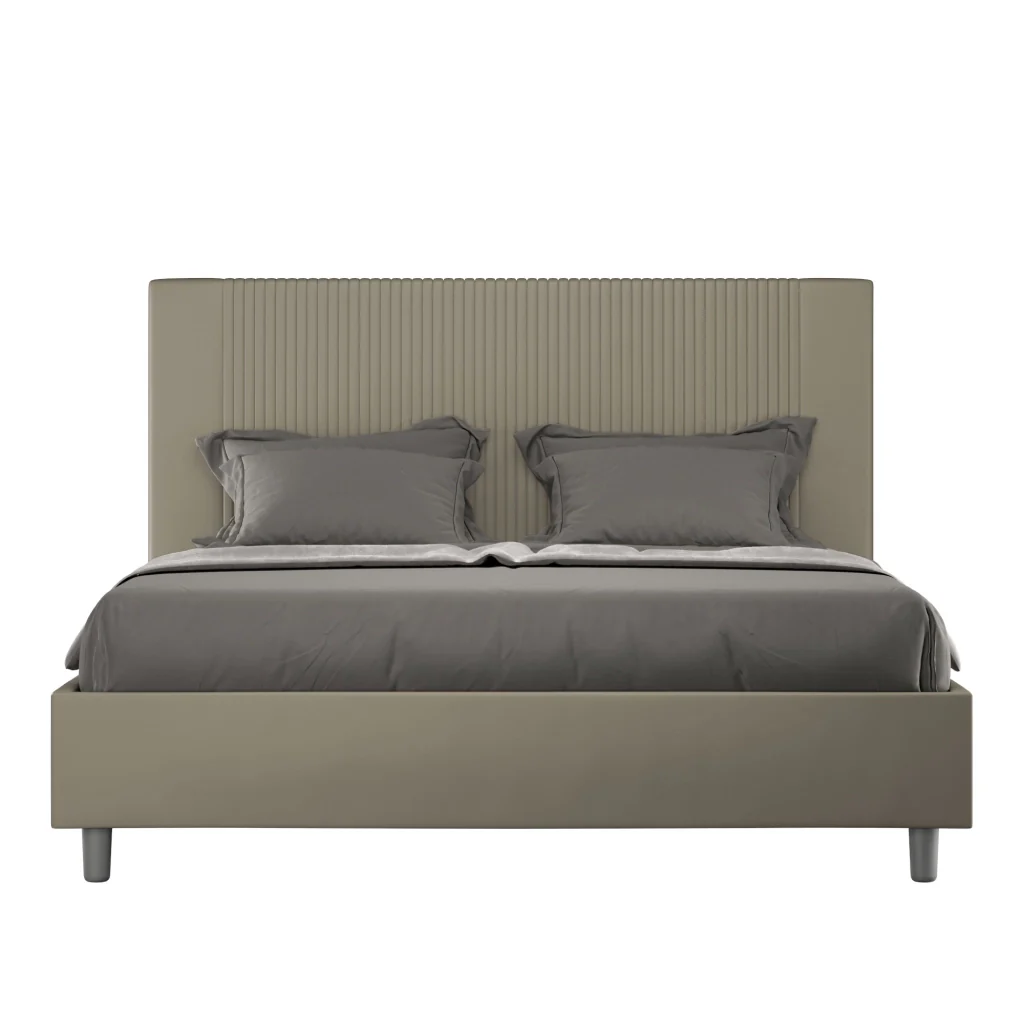 BS COM Letto matrimoniale king size con rete imbottito 170x190 similpelle cappuccino