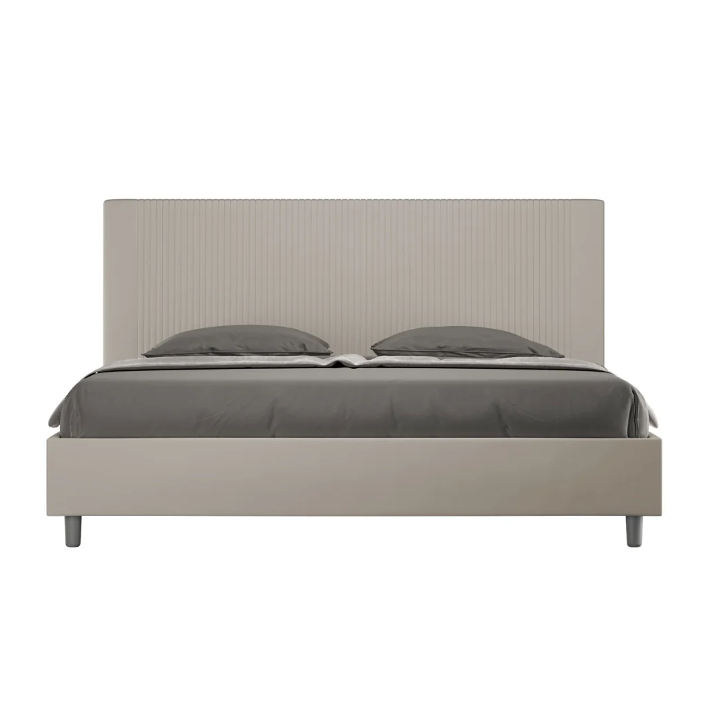 BS COM Letto matrimoniale king size con rete imbottito 180x210 similpelle tortora