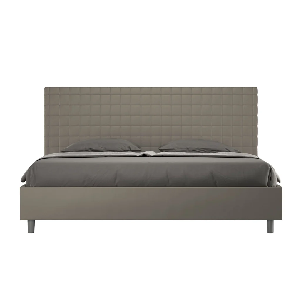 BS COM Letto matrimoniale king size con rete imbottito 190x190 similpelle cappuccino