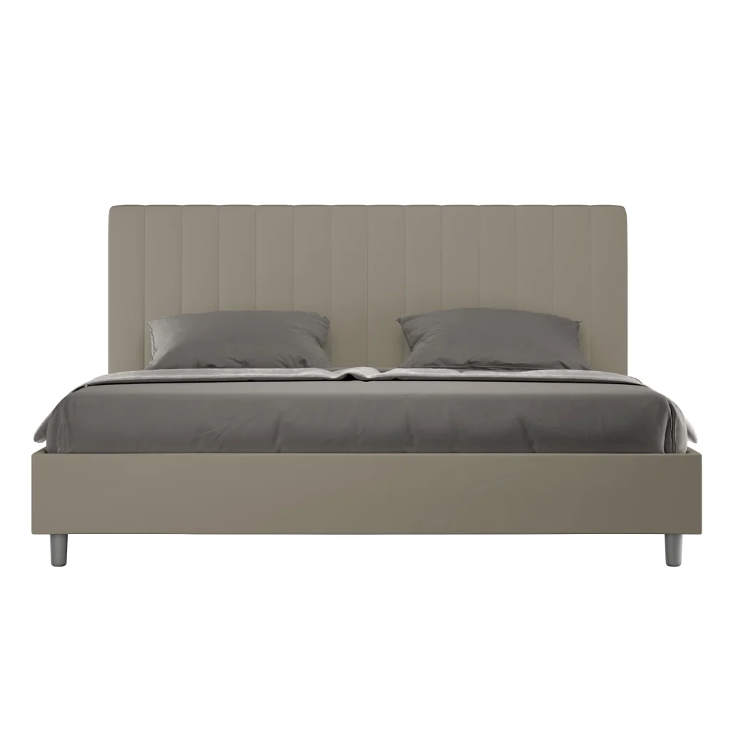 BS COM Letto matrimoniale king size con rete imbottito 190x200 similpelle cappuccino