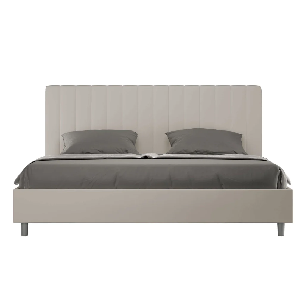 BS COM Letto matrimoniale king size con rete imbottito 190x210 similpelle tortora