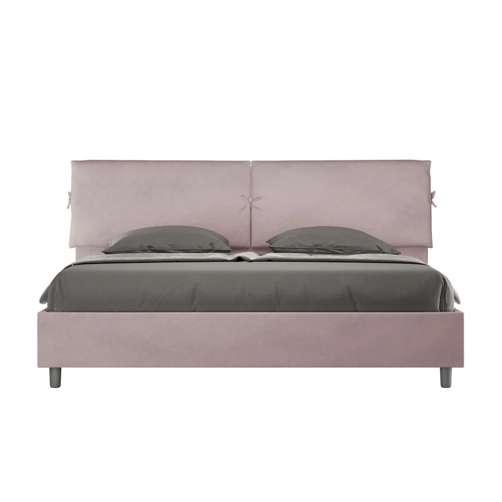 BS COM Letto matrimoniale king size con rete imbottito 200x200 microfibra glicine